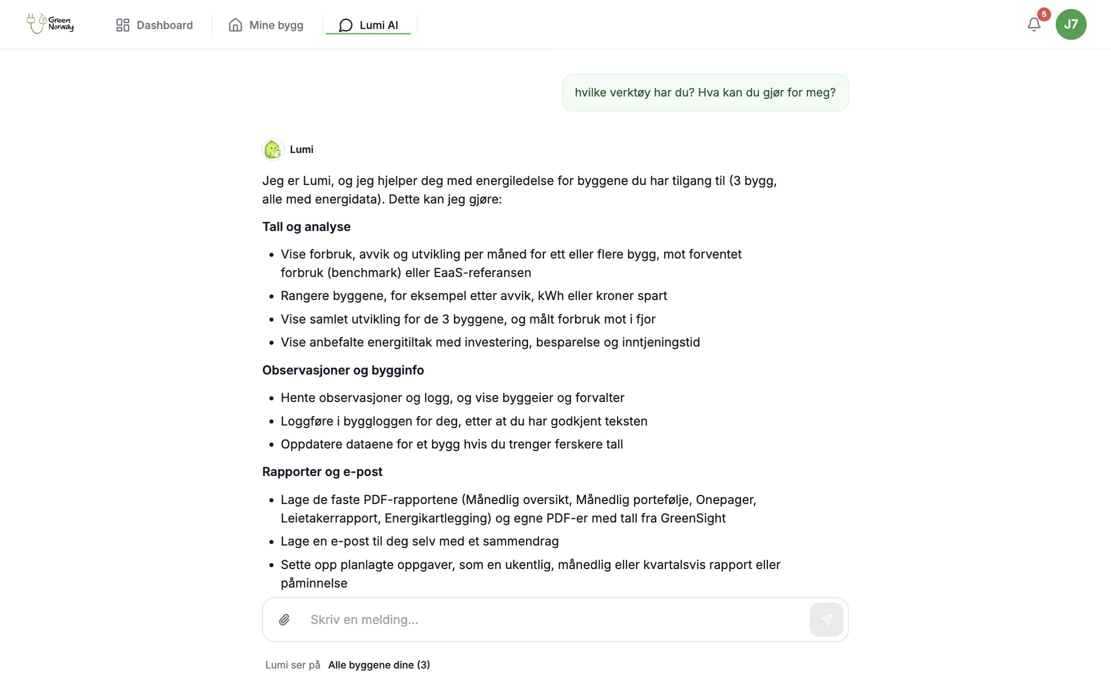 Lumi, AI-assistenten i GreenSight